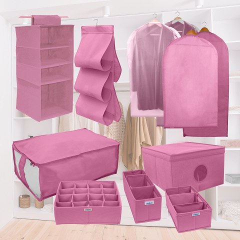BLOSSOM różowy organizer do szafy z pokrywą oraz oknem50x40x25cm BLOSSOM różowy organizer do szafy z pokrywą oraz oknem50x40x25cm