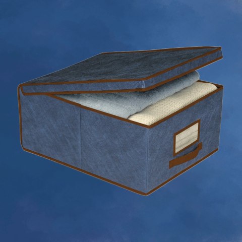 BLUE niebieski organizer do szafy z pokrywą oraz oknem 48x36x19cm BLUE niebieski organizer do szafy z pokrywą oraz oknem 48x36x19cm