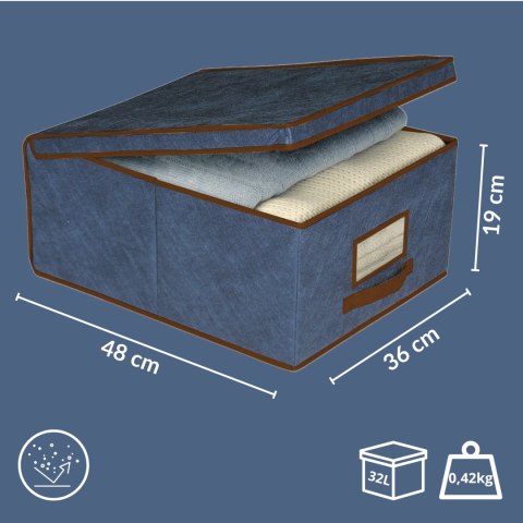 BLUE niebieski organizer do szafy z pokrywą oraz oknem 48x36x19cm BLUE niebieski organizer do szafy z pokrywą oraz oknem 48x36x19cm