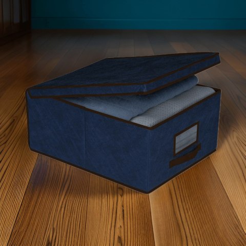 BLUE niebieski organizer do szafy z pokrywą oraz oknem 48x36x19cm BLUE niebieski organizer do szafy z pokrywą oraz oknem 48x36x19cm