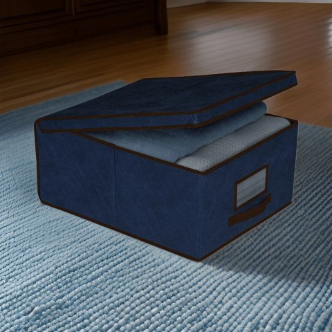 BLUE niebieski organizer do szafy z pokrywą oraz oknem 48x36x19cm BLUE niebieski organizer do szafy z pokrywą oraz oknem 48x36x19cm