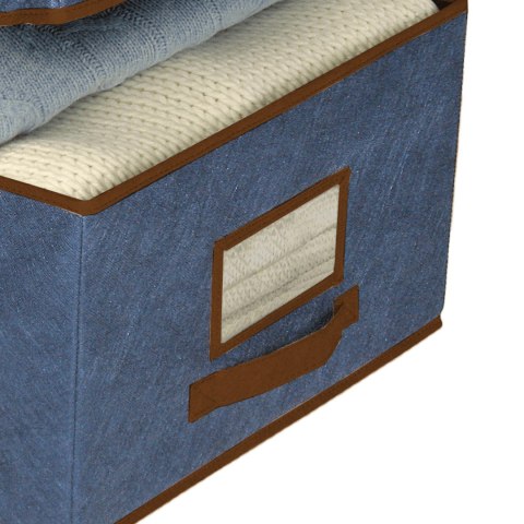 BLUE niebieski organizer do szafy z pokrywą oraz oknem 50x40x25cm BLUE niebieski organizer do szafy z pokrywą oraz oknem 50x40x25cm