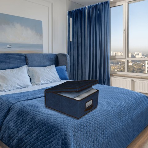 BLUE niebieski organizer do szafy z pokrywą oraz oknem 50x40x25cm BLUE niebieski organizer do szafy z pokrywą oraz oknem 50x40x25cm