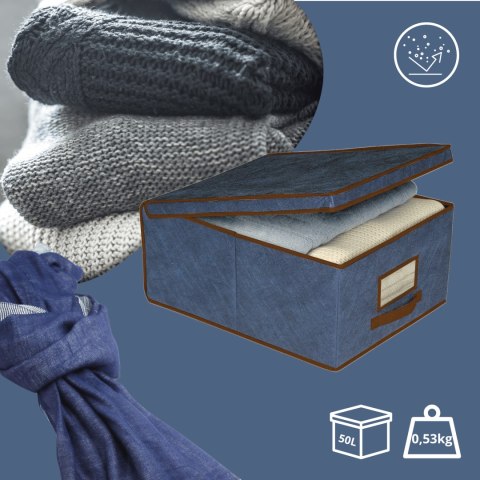 BLUE niebieski organizer do szafy z pokrywą oraz oknem 50x40x25cm BLUE niebieski organizer do szafy z pokrywą oraz oknem 50x40x25cm