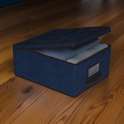 BLUE niebieski organizer do szafy z pokrywą oraz oknem 50x40x25cm BLUE niebieski organizer do szafy z pokrywą oraz oknem 50x40x25cm