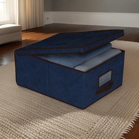 BLUE niebieski organizer do szafy z pokrywą oraz oknem 50x40x25cm BLUE niebieski organizer do szafy z pokrywą oraz oknem 50x40x25cm