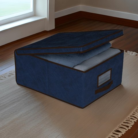 BLUE niebieski organizer do szafy z pokrywą oraz oknem 50x40x25cm BLUE niebieski organizer do szafy z pokrywą oraz oknem 50x40x25cm