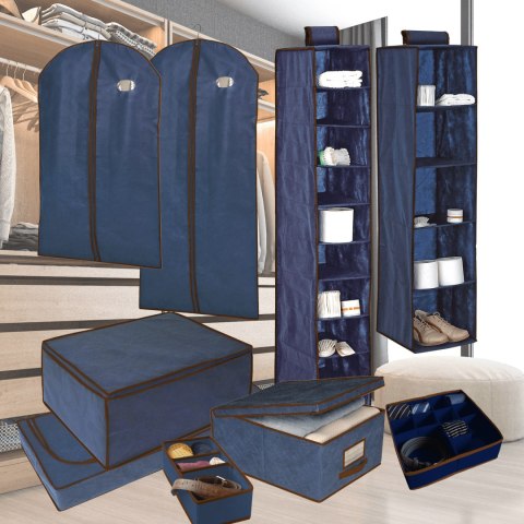 BLUE niebieski organizer do szafy z pokrywą oraz oknem 50x40x25cm BLUE niebieski organizer do szafy z pokrywą oraz oknem 50x40x25cm