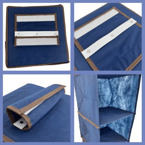 BLUE niebieski wiszący organizer do szafy 5 przegród 30X30X120cm BLUE niebieski wiszący organizer do szafy 5 przegród 30X30X120cm