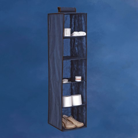 BLUE niebieski wiszący organizer do szafy 5 przegród 30X30X120cm BLUE niebieski wiszący organizer do szafy 5 przegród 30X30X120cm