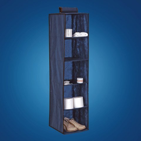 BLUE niebieski wiszący organizer do szafy 5 przegród 30X30X120cm BLUE niebieski wiszący organizer do szafy 5 przegród 30X30X120cm