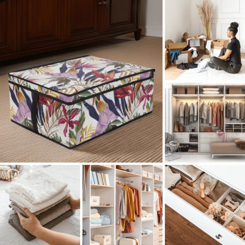 FLORAL w kwiaty organizer do szafy z pokrywą 48x36x19cm FLORAL w kwiaty organizer do szafy z pokrywą 48x36x19cm