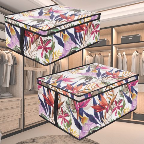 FLORAL w kwiaty organizer do szafy z pokrywą 48x36x19cm FLORAL w kwiaty organizer do szafy z pokrywą 48x36x19cm