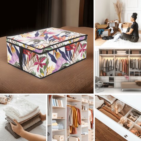 FLORAL w kwiaty organizer do szafy z pokrywą 50x40x25cm FLORAL w kwiaty organizer do szafy z pokrywą 50x40x25cm