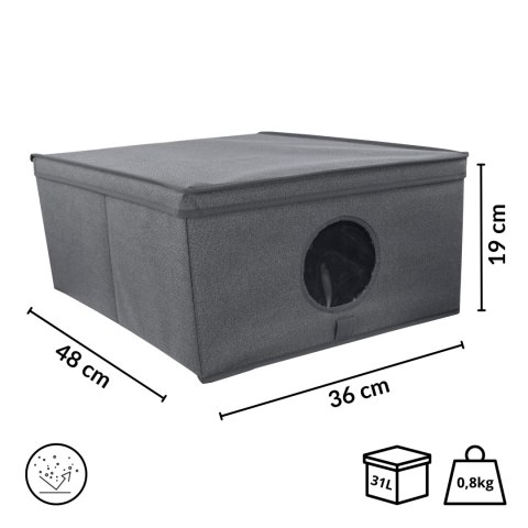 GREY szary organizer do szafy z pokrywą oraz oknem 48x36x19cm GREY szary organizer do szafy z pokrywą oraz oknem 48x36x19cm