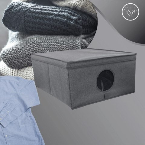 GREY szary organizer do szafy z pokrywą oraz oknem 48x36x19cm GREY szary organizer do szafy z pokrywą oraz oknem 48x36x19cm