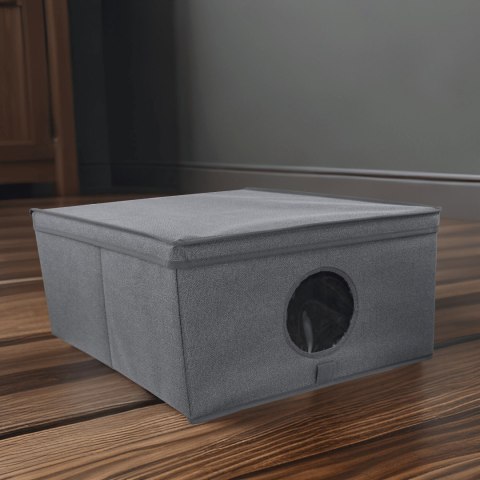 GREY szary organizer do szafy z pokrywą oraz oknem 48x36x19cm GREY szary organizer do szafy z pokrywą oraz oknem 48x36x19cm