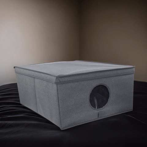 GREY szary organizer do szafy z pokrywą oraz oknem 48x36x19cm GREY szary organizer do szafy z pokrywą oraz oknem 48x36x19cm