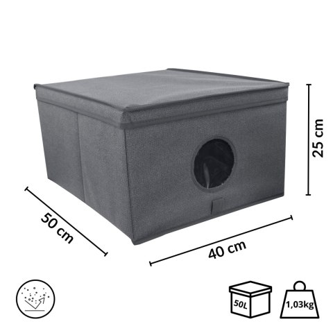 GREY szary organizer do szafy z pokrywą oraz oknem 50x40x25cm GREY szary organizer do szafy z pokrywą oraz oknem 50x40x25cm
