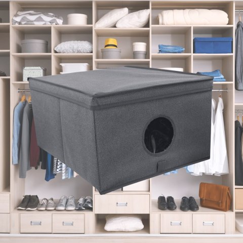 GREY szary organizer do szafy z pokrywą oraz oknem 50x40x25cm GREY szary organizer do szafy z pokrywą oraz oknem 50x40x25cm