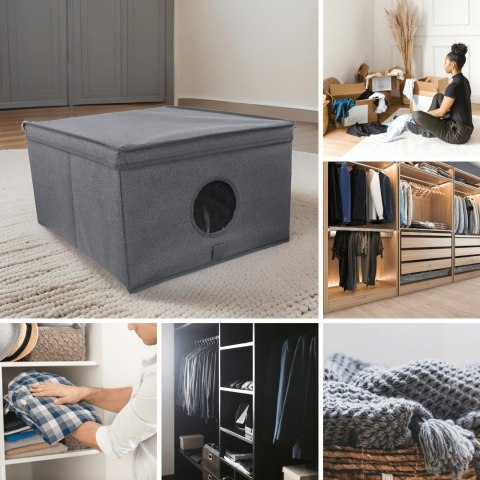 GREY szary organizer do szafy z pokrywą oraz oknem 50x40x25cm GREY szary organizer do szafy z pokrywą oraz oknem 50x40x25cm