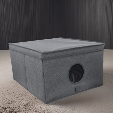 GREY szary organizer do szafy z pokrywą oraz oknem 50x40x25cm GREY szary organizer do szafy z pokrywą oraz oknem 50x40x25cm