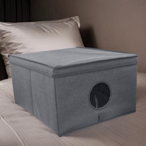 GREY szary organizer do szafy z pokrywą oraz oknem 50x40x25cm GREY szary organizer do szafy z pokrywą oraz oknem 50x40x25cm