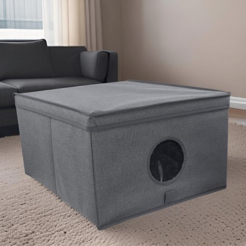 GREY szary organizer do szafy z pokrywą oraz oknem 50x40x25cm GREY szary organizer do szafy z pokrywą oraz oknem 50x40x25cm