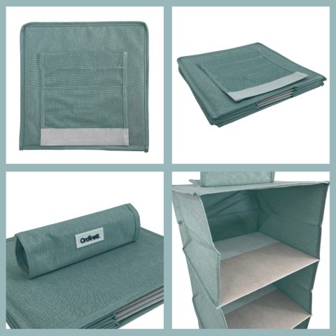 MINT zielony Wiszący organizer do szafy 4 przegrody 30x30x80cm MINT zielony Wiszący organizer do szafy 4 przegrody 30x30x80cm