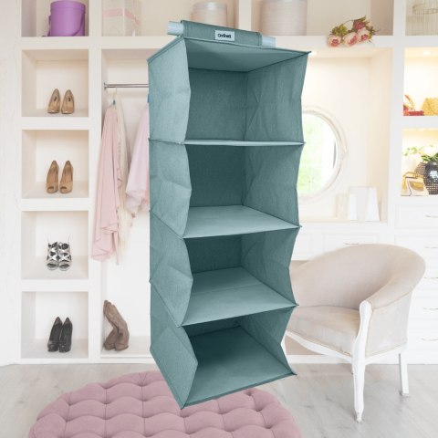 MINT zielony Wiszący organizer do szafy 4 przegrody 30x30x80cm MINT zielony Wiszący organizer do szafy 4 przegrody 30x30x80cm