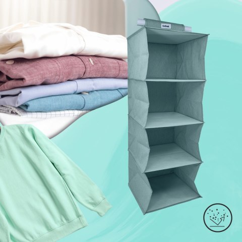 MINT zielony Wiszący organizer do szafy 4 przegrody 30x30x80cm MINT zielony Wiszący organizer do szafy 4 przegrody 30x30x80cm