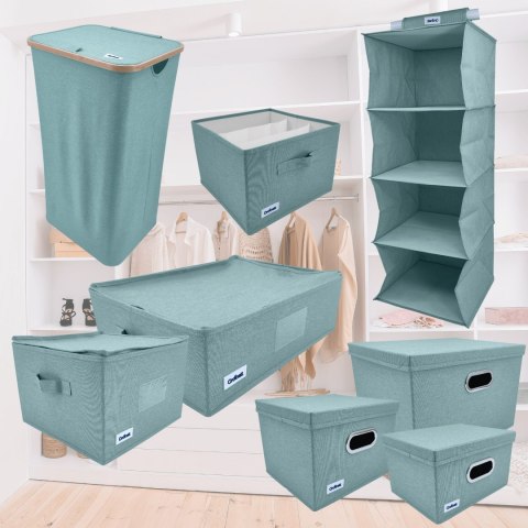 MINT zielony Wiszący organizer do szafy 4 przegrody 30x30x80cm MINT zielony Wiszący organizer do szafy 4 przegrody 30x30x80cm