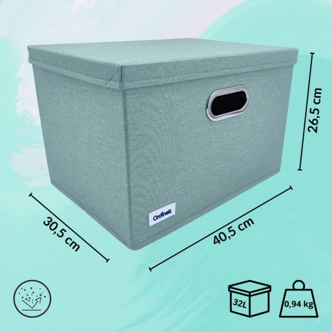 MINT zielony, miętowy organizer do szafy z pokrywą oraz oknem 40,5x30,5x26,5cm MINT zielony, miętowy organizer do szafy z pokrywą oraz oknem 40,5x30,5x26,5cm