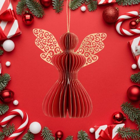 Aniołek papierowy składany 12cm - świąteczna czerwień Aniołek papierowy składany 12cm - świąteczna czerwień