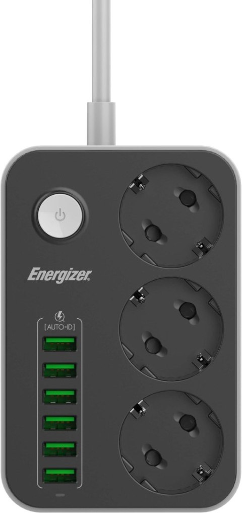 LISTWA ZASILAJĄCA Z WYŁĄCZNIKIEM Energizer 3x SCHUKO 6x USB-A 2500W 10A KABEL 2M LISTWA ZASILAJĄCA Z WYŁĄCZNIKIEM Energizer 3x SCHUKO 6x USB-A 2500W 10A KABEL 2M