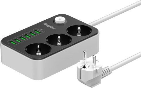 LISTWA ZASILAJĄCA Z WYŁĄCZNIKIEM Energizer 3x SCHUKO 6x USB-A 2500W 10A KABEL 2M LISTWA ZASILAJĄCA Z WYŁĄCZNIKIEM Energizer 3x SCHUKO 6x USB-A 2500W 10A KABEL 2M
