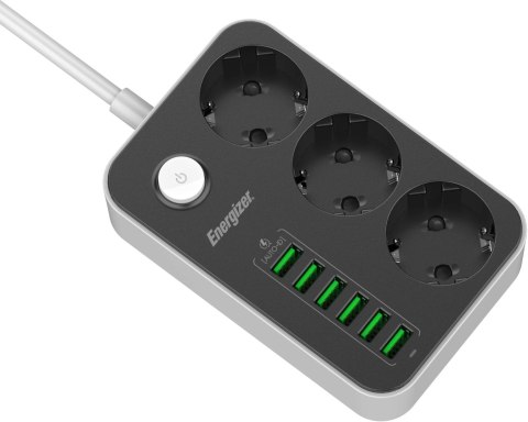 LISTWA ZASILAJĄCA Z WYŁĄCZNIKIEM Energizer 3x SCHUKO 6x USB-A 2500W 10A KABEL 2M LISTWA ZASILAJĄCA Z WYŁĄCZNIKIEM Energizer 3x SCHUKO 6x USB-A 2500W 10A KABEL 2M