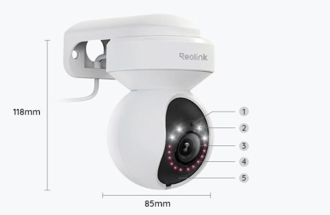 Kamera IP Reolink E Series E540 PTZ 5MP Wi-Fi LED biała Kamera IP Reolink E Series E540 PTZ 5MP Wi-Fi LED biała
