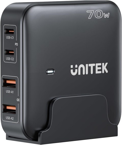 Unitek Ładowarka biurkowa GaN 70W 2xUSB-A 2xUSB-C Unitek Ładowarka biurkowa GaN 70W 2xUSB-A 2xUSB-C