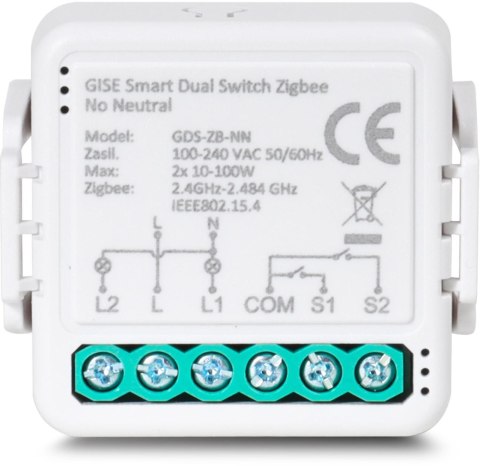 GISE Smart Podwójny moduł przekaźnikowy (bez N) Zigbee | Tuya | GDS-ZB-NN GISE Smart Podwójny moduł przekaźnikowy (bez N) Zigbee | Tuya | GDS-ZB-NN
