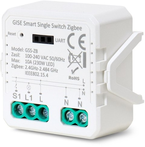 GISE Smart Pojedynczy moduł przekaźnikowy (bez N) Zigbee | Tuya | GSS-ZB-NN GISE Smart Pojedynczy moduł przekaźnikowy (bez N) Zigbee | Tuya | GSS-ZB-NN