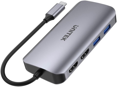 Unitek D1122A01 Aktywny hub USB-C 5Gbps, 2x HDMI 4K, czytnik kart, RJ-45, PD 100W Unitek D1122A01 Aktywny hub USB-C 5Gbps, 2x HDMI 4K, czytnik kart, RJ-45, PD 100W