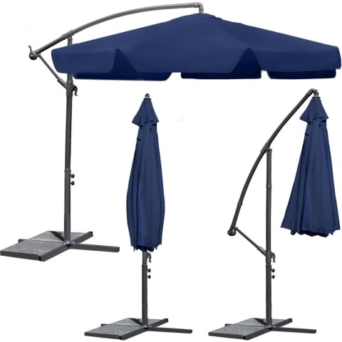 Parasol ogrodowy składany 6 segmentów granatowy 350cm Parasol ogrodowy składany 6 segmentów granatowy 350cm