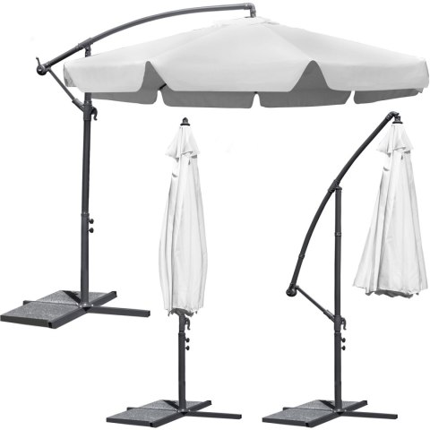 Parasol ogrodowy składany 8 segmentów szary 350cm Parasol ogrodowy składany 8 segmentów szary 350cm