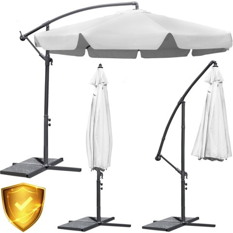 Parasol ogrodowy składany 8 segmentów szary 350cm Parasol ogrodowy składany 8 segmentów szary 350cm