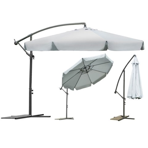 Parasol ogrodowy składany 8 segmentów szary 350cm Parasol ogrodowy składany 8 segmentów szary 350cm
