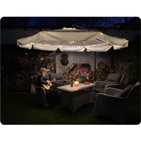 Parasol ogrodowy składany 8 segmentów szary 350cm Parasol ogrodowy składany 8 segmentów szary 350cm