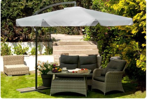 Parasol ogrodowy składany 8 segmentów szary 350cm Parasol ogrodowy składany 8 segmentów szary 350cm