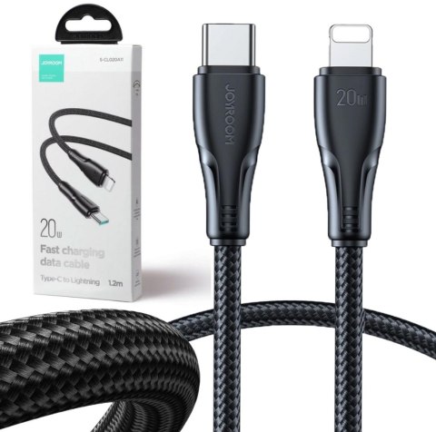 Kabel USB-C / Lightning Joyroom S-CL020A11 120cm 20W w oplocie czarny Kabel USB-C / Lightning Joyroom S-CL020A11 120cm 20W w oplocie czarny