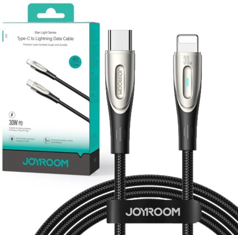 Kabel USB-C / Lightning Joyroom Star-Light Series SA27-CL3 120cm 30W w oplocie czarny Kabel USB-C / Lightning Joyroom Star-Light Series SA27-CL3 120cm 30W w oplocie czarny